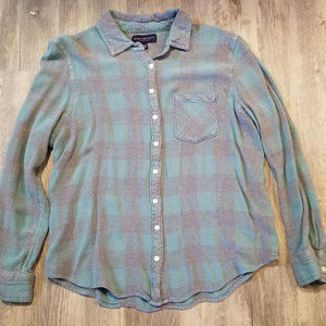 Aeropostale Green and Grey Long Sleeve Flannel Shi